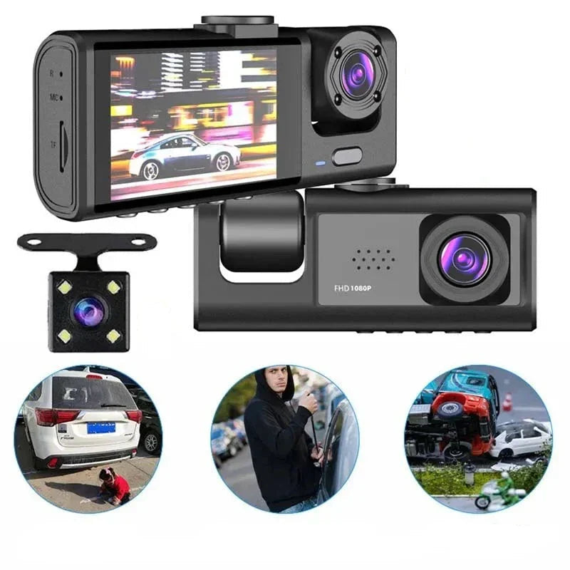 Câmera Veicular Universal DashCam | 3 Lentes