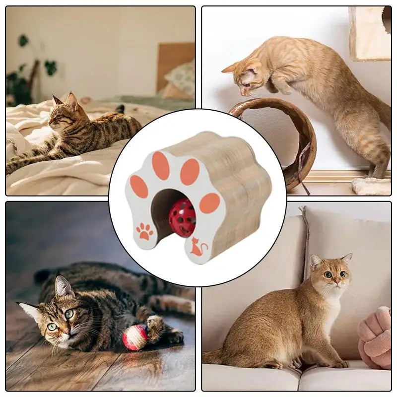 Brinquedo Acordeão De Papelão c/ Bola Interativa para Gatos