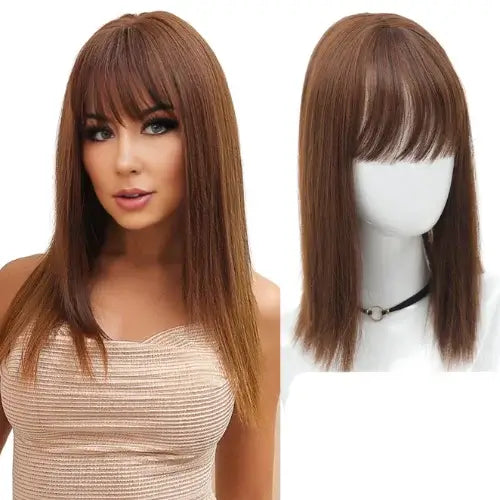 Lace Topo de Cabelo Natural Liso com Franja