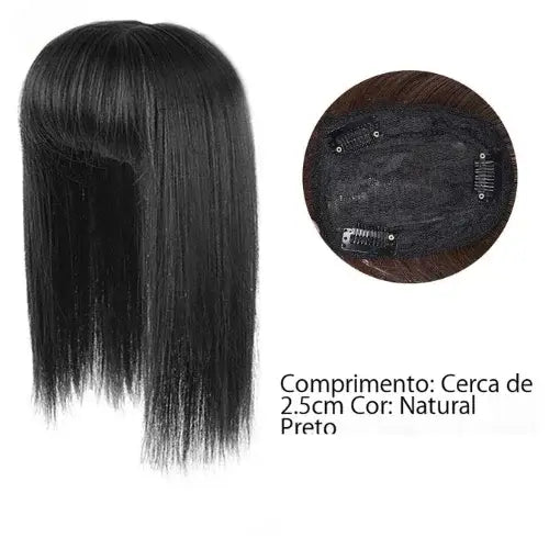 Lace Topo de Cabelo Natural Liso com Franja