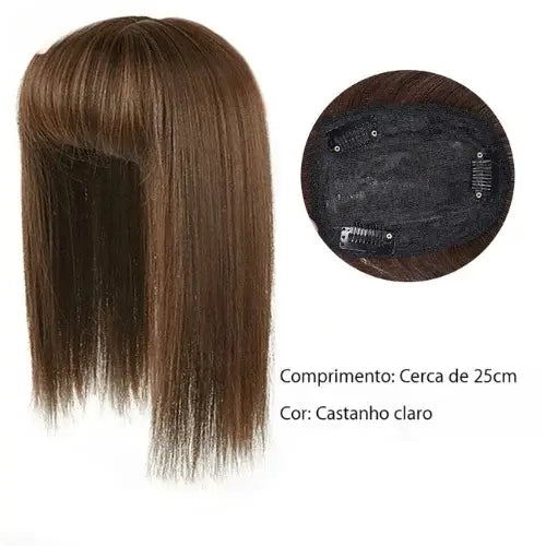 Lace Topo de Cabelo Natural Liso com Franja