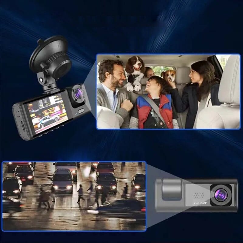 Câmera Veicular Universal DashCam | 3 Lentes