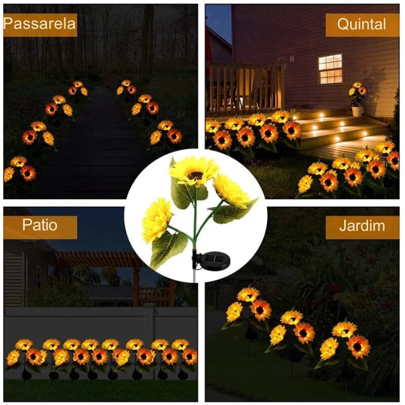 Luminária Solar para Jardim Áreas Externas | Modelo Girassol